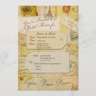 Bridal Travel Dusche Thema in Kakao und Creme Einladung