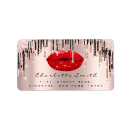 Bridal UAWG Kiss Rose Rote Lips DripsGlitter Makeu Adressaufkleber