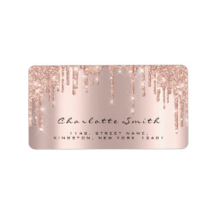 Bridal UAWG Pink Rose Blush Funkelnd Glitzer Makeu Adressaufkleber