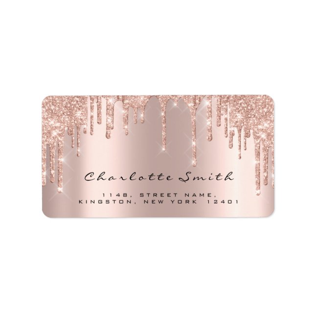 Bridal UAWG Pink Rose Blush Funkelnd Glitzer Makeu Adressaufkleber (Vorne)
