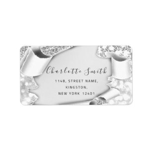 Bridal UAWG Wedding Event 3D Effekt Glitzer Silver Adressaufkleber