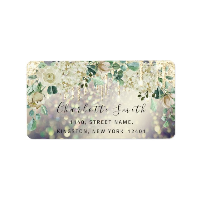 Bridal UAWG Wedding Tropfen Mint Green Glitzer Gol Adressaufkleber (Vorne)