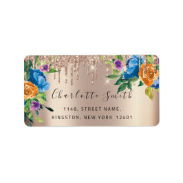 Bridal UAWG Wedding Tropfens Navy Rose Gold Adressaufkleber