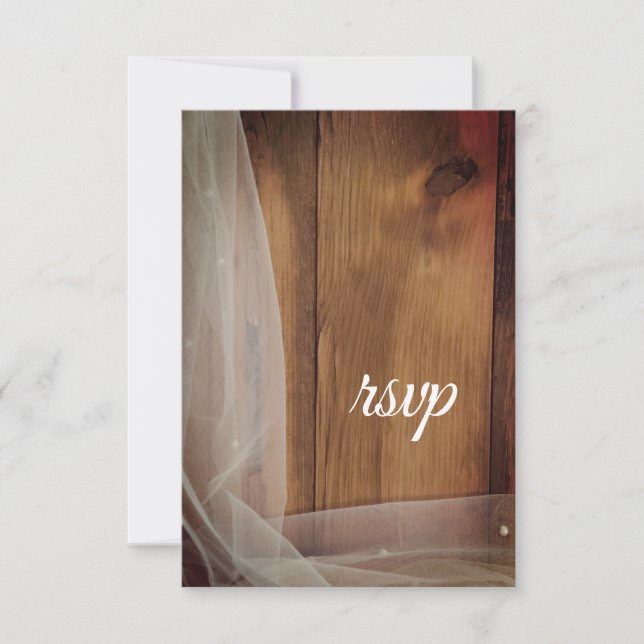 Bridal Veil Barn Wood Country Wedding RSVP Card (Vorderseite)