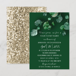Bridal Wedding Eukalyptus Greenery Gold Glitzer Einladung