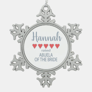 Bridal & Wedding Party 5 Herz Abuela von Bride Schneeflocken Zinn-Ornament