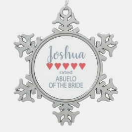 Bridal & Wedding Party 5 Herz Abuelo Braut Schneeflocken Zinn-Ornament