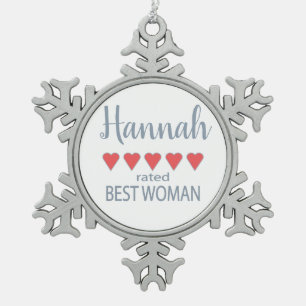 Bridal & Wedding Party 5 Herz Beste Frau Schneeflocken Zinn-Ornament