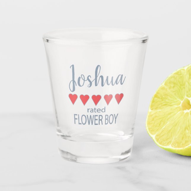 Bridal & Wedding Party 5 Herz Blume Junge Schnapsglas (Vorderseite)