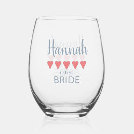 Bridal & Wedding Party 5 Herz Braut Weinglas Ohne Stiel