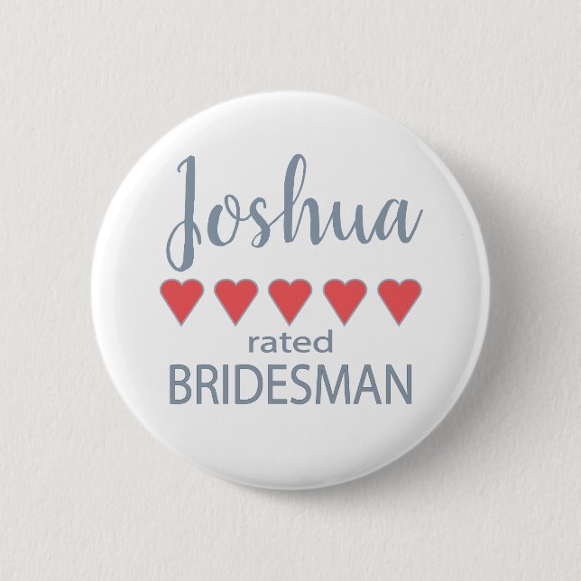 Bridal & Wedding Party 5 Herz Bridesman Button (Vorderseite)
