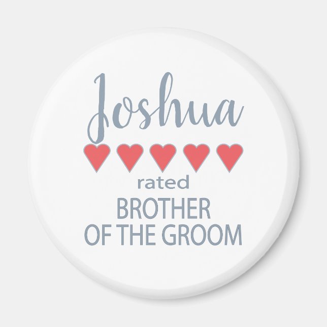 Bridal & Wedding Party 5 Herz Bruder des Grooms Magnet (Vorne)