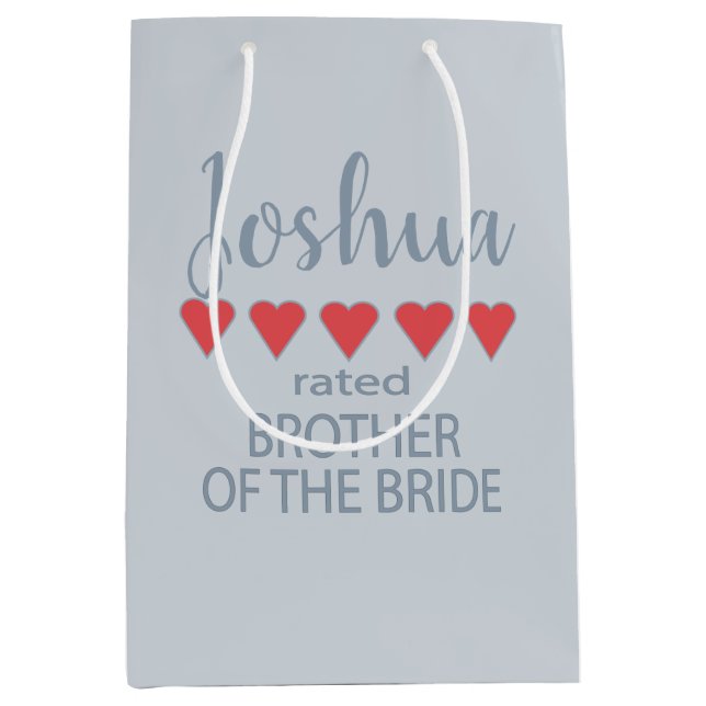 Bridal & Wedding Party 5 Herz Bruder von Bride Mittlere Geschenktüte (Vorderseite)