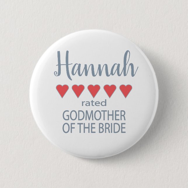 Bridal & Wedding Party 5 Herz Godmutter of Bride Button (Vorderseite)