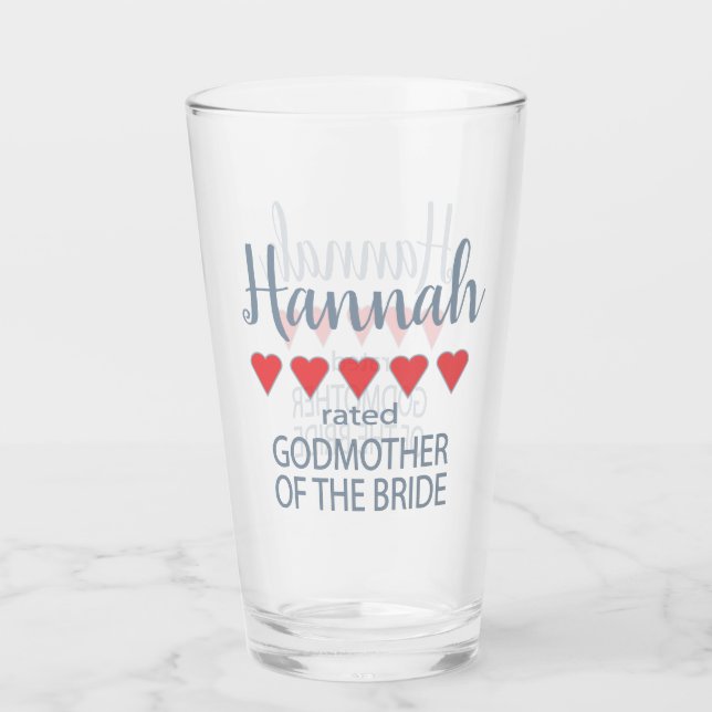 Bridal & Wedding Party 5 Herz Godmutter of Bride Glas (Vorderseite)
