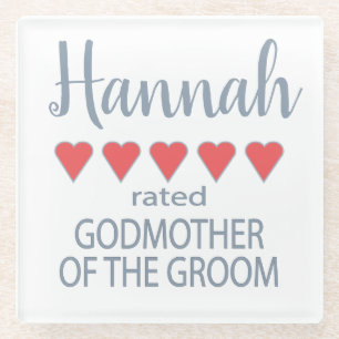 Bridal & Wedding Party 5 Herz Godmutter von Groom Glasuntersetzer