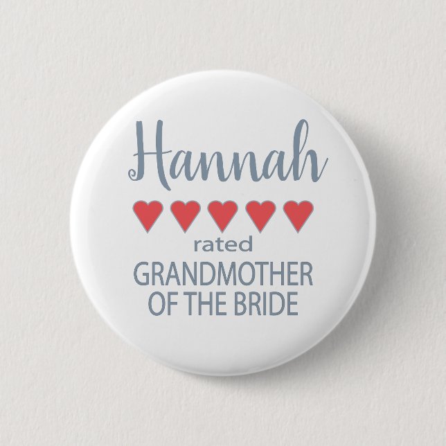 Bridal & Wedding Party 5 Herz Großmutter o Bride Button (Vorderseite)