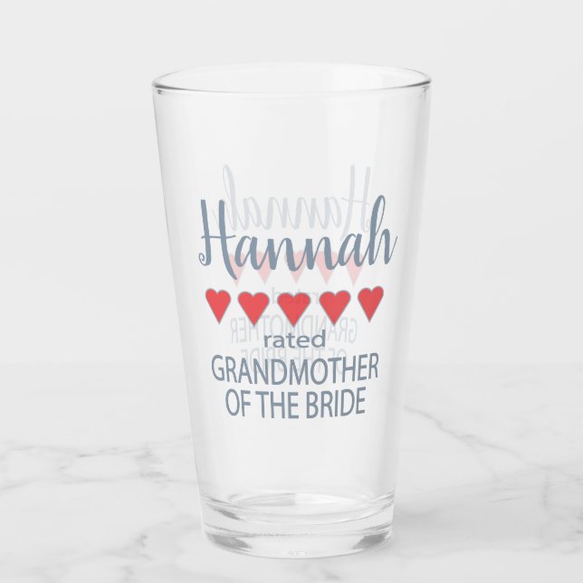 Bridal & Wedding Party 5 Herz Großmutter o Bride Glas (Vorderseite)