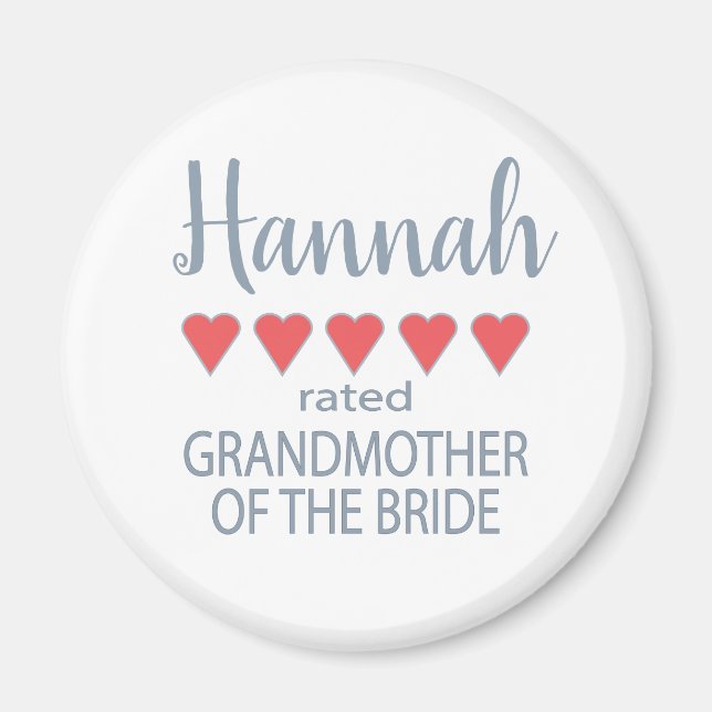 Bridal & Wedding Party 5 Herz Großmutter o Bride Magnet (Vorne)