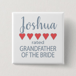 Bridal & Wedding Party 5 Herz Großvater o Bride Button