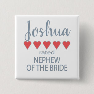 Bridal & Wedding Party 5 Herz Nephew Braut Button