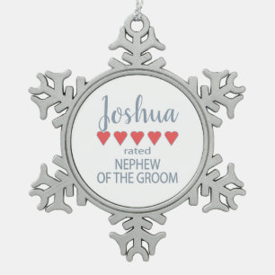 Bridal & Wedding Party 5 Herz Nephew Schneeflocken Zinn-Ornament