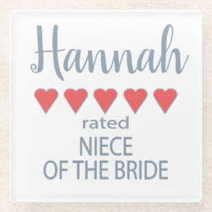 Bridal & Wedding Party 5 Herz Nichte Bride Glasuntersetzer
