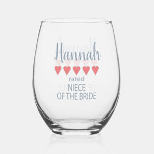 Bridal & Wedding Party 5 Herz Nichte Bride Weinglas Ohne Stiel