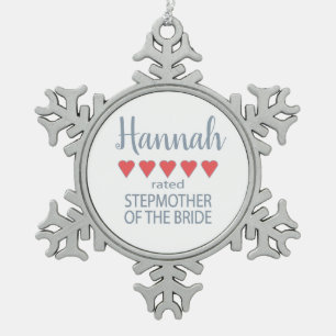 Bridal & Wedding Party 5 Herz Stepmutter of Bride Schneeflocken Zinn-Ornament