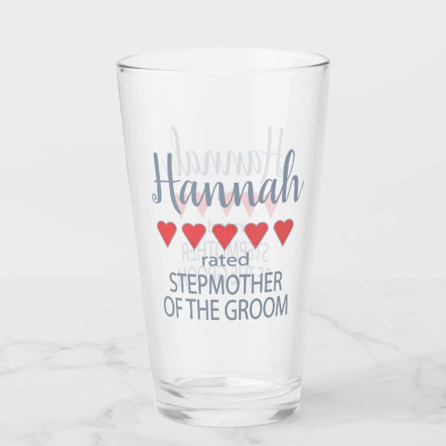 Bridal & Wedding Party 5 Herz Stepmutter von Groom Glas (Vorderseite)