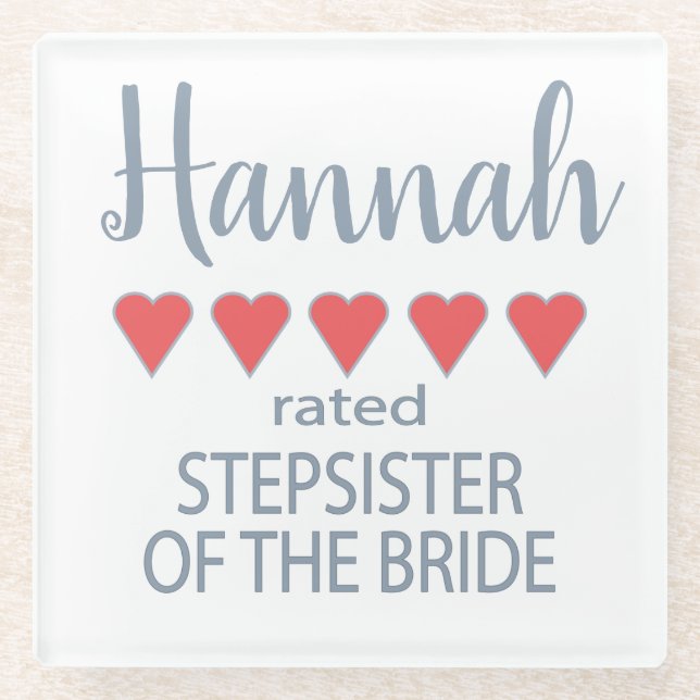 Bridal & Wedding Party 5 Herz StepSchwester von Br Glasuntersetzer (Vorderseite)