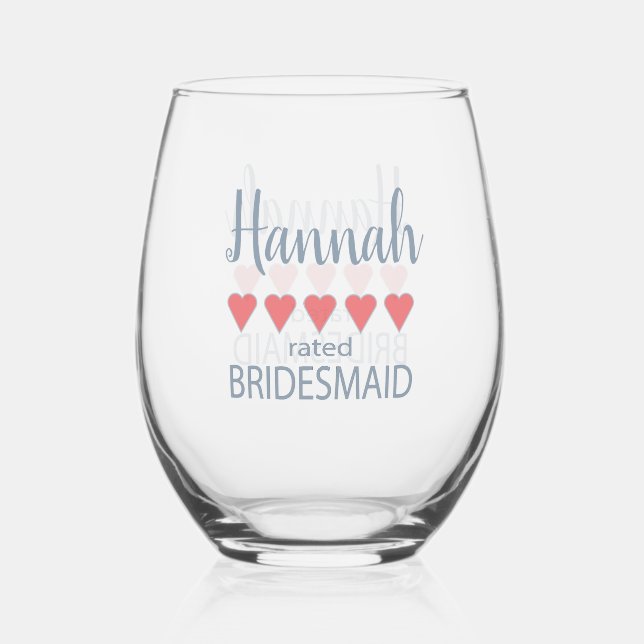 Bridal & Wedding Party 5 Herzensjungfrau Weinglas Ohne Stiel (Vorderseite)