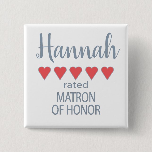 Bridal & Wedding Party 5 Herzensmatron der Ehre Button (Vorderseite)