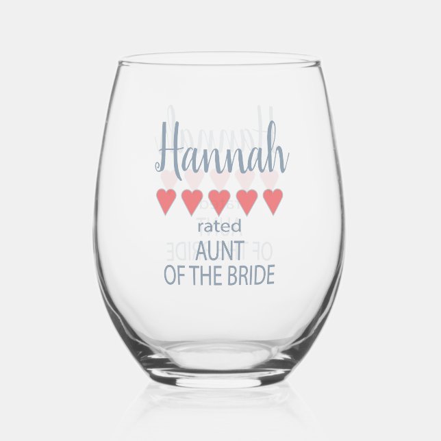 Bridal & Wedding Party 5 Herzenssante Weinglas Ohne Stiel (Vorderseite)
