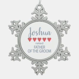 Bridal & Wedding Party 5 Herzenvater Schneeflocken Zinn-Ornament