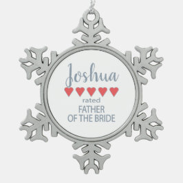 Bridal & Wedding Party 5 Herzenvater Schneeflocken Zinn-Ornament