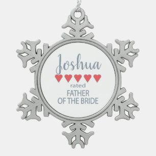 Bridal & Wedding Party 5 Herzenvater Schneeflocken Zinn-Ornament