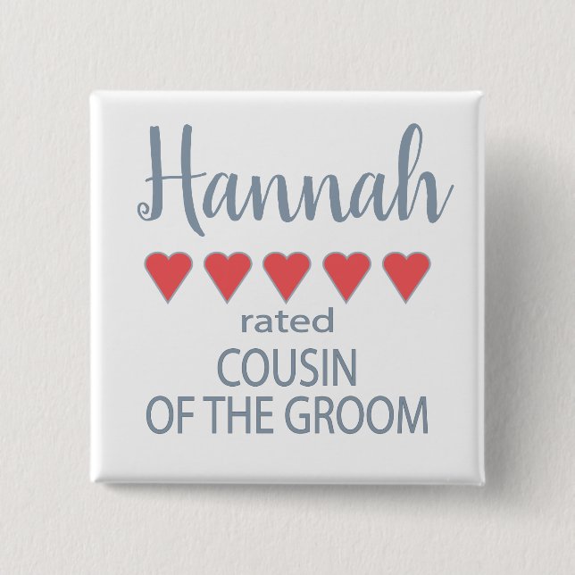 Bridal & Wedding Party 5 Herzlich Cousin Button (Vorderseite)