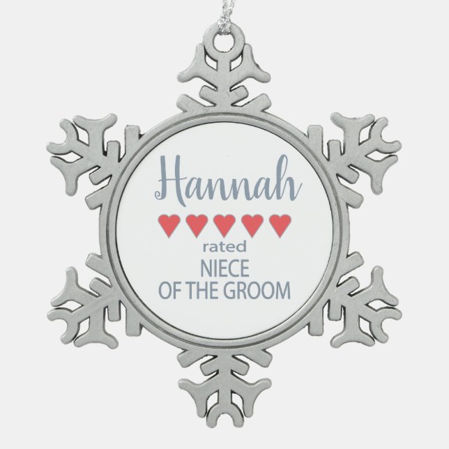 Bridal & Wedding Party 5 Herzstück Groom Schneeflocken Zinn-Ornament (Vorderseite)
