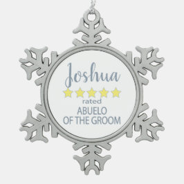 Bridal & Wedding Party 5 Sterne Abuelo Groom Schneeflocken Zinn-Ornament