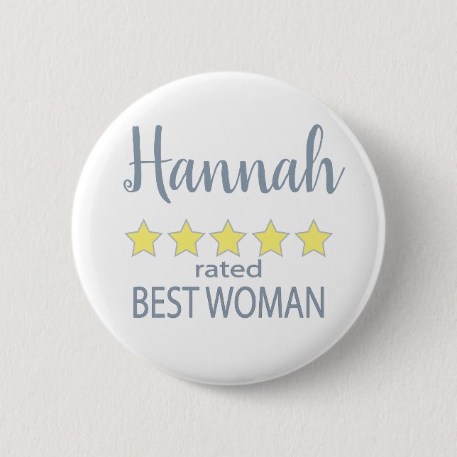Bridal & Wedding Party 5 Sterne Beste Frau Button (Vorderseite)