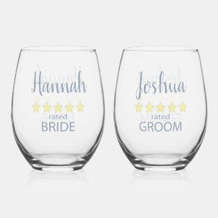 Bridal & Wedding Party 5 Sterne Bride & Groom Weinglas Ohne Stiel