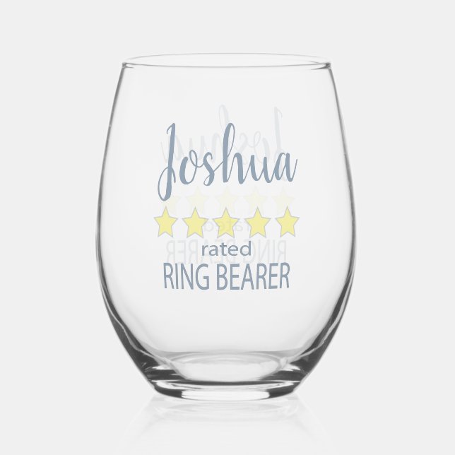 Bridal & Wedding Party 5 Sterne Ring Bearer Weinglas Ohne Stiel (Vorderseite)