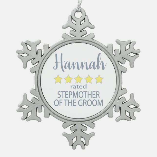 Bridal & Wedding Party 5 Sterne Stepmutter von Gro Schneeflocken Zinn-Ornament (Vorderseite)