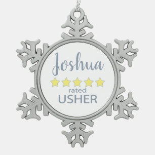 Bridal & Wedding Party 5 Sterne Usher Schneeflocken Zinn-Ornament