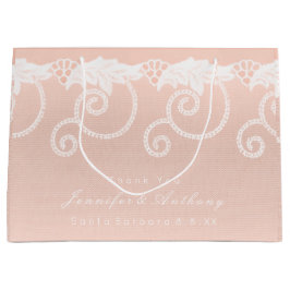 Bridal Wedding Peach Salmon White Royal Lace Große Geschenktüte