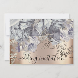 Bridal Wedding Rose Blue Silver Lights Blume Einladung