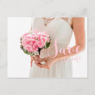 Bridal White Wedding retten das Datum der Einladun Ankündigungspostkarte