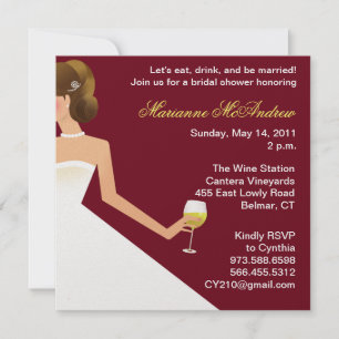 bridal wine invitation with pearls