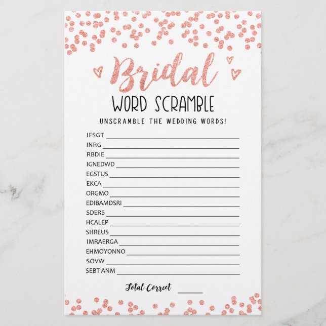 Bridal Wort Rammspiel mit Antworten (Vorderseite)